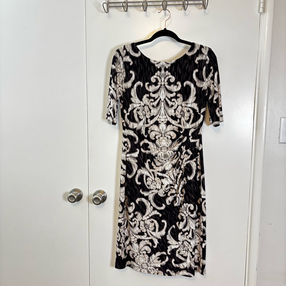 Connected Apparel Purple and Cream Sheath Dress